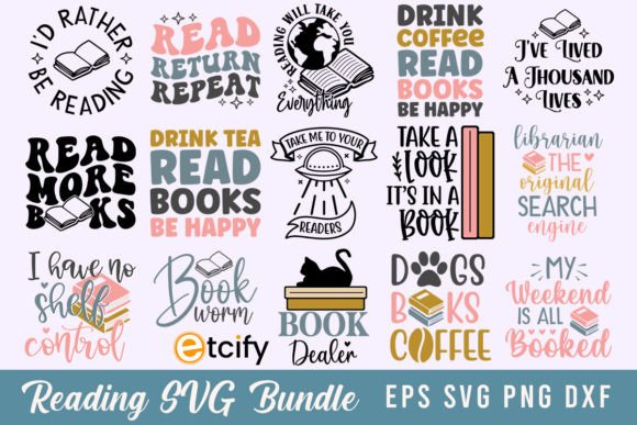 Download Reading SVG Bundle, Book Lovers Quotes - Quote Collection