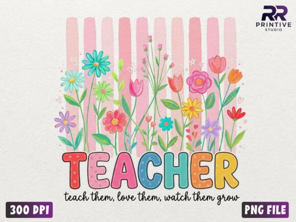 Download Preppy Stripes Teacher Floral Quote PNG - Quote Collection
