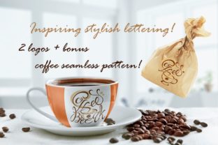 Download Inspiring Stylish Lettering on the Theme of Coffee. Logotypes. Bonus Seamless Pattern. - Type Collection