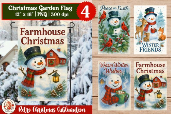 Download Retro Christmas Garden Flag - Premium Resources