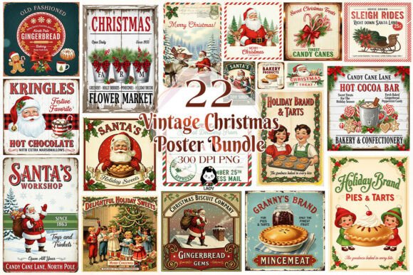 Download Vintage Christmas Poster Quotes Bundle - Quote Collection