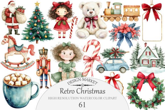 Download Retro Christmas Clipart Bundle - Premium Resources