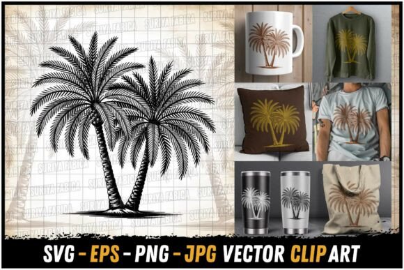 Download Lush Dual Palm Tree Wave Design SVG - Dual Collection