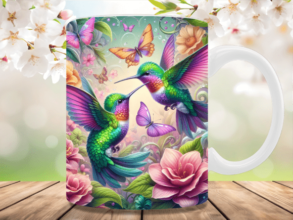 Download Dual Hummingbird Pink Flower Mug Wrap - Dual Collection